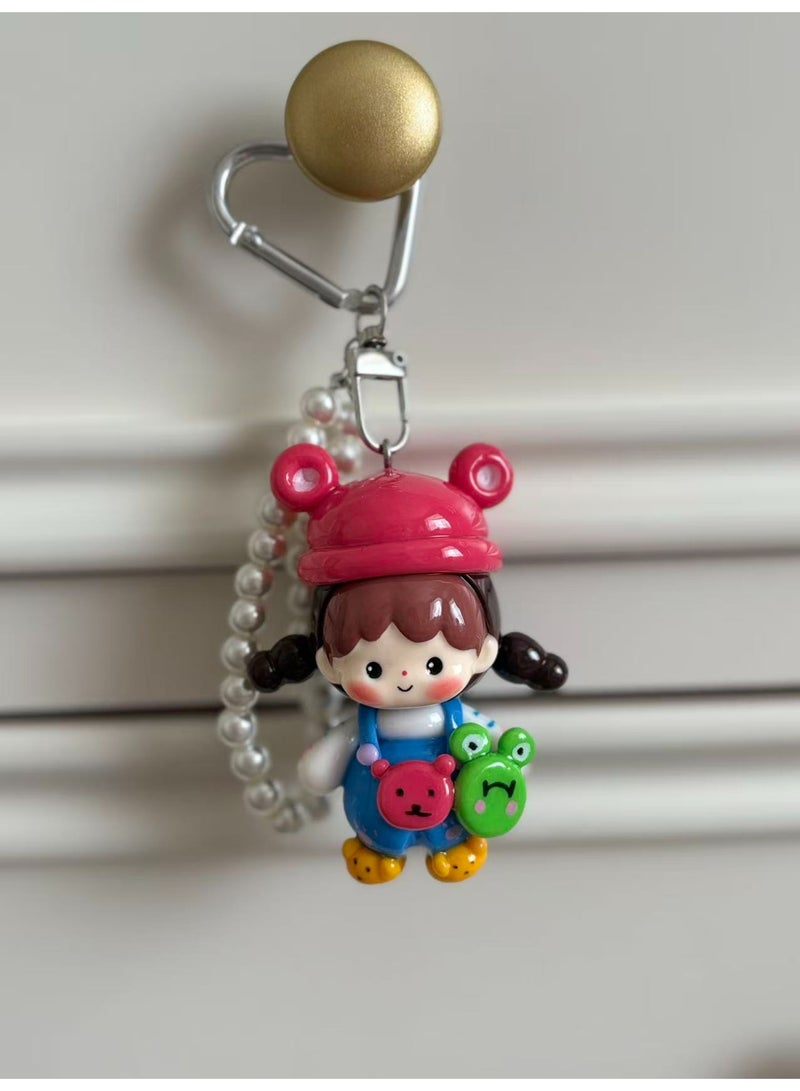 Handcrafted Ceramic Doll Keychain | Pearl Chain Bag Charm - Image 2